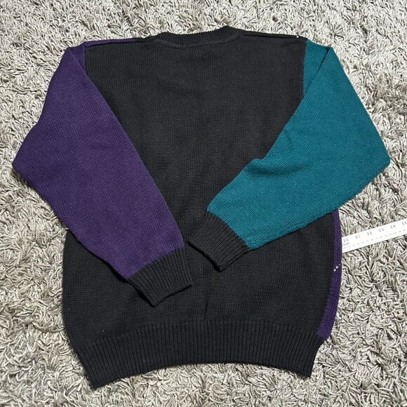 Retro 90s Colorblock Grandpa Sweater Size L - Picture 3 of 5